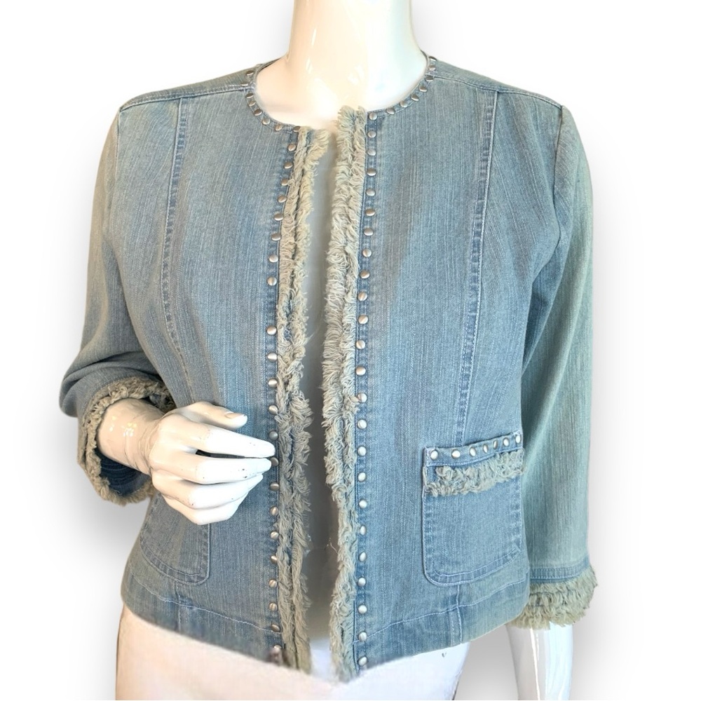 Ruby Rd. Studded Fringe Accented Open Front Crop … - image 1